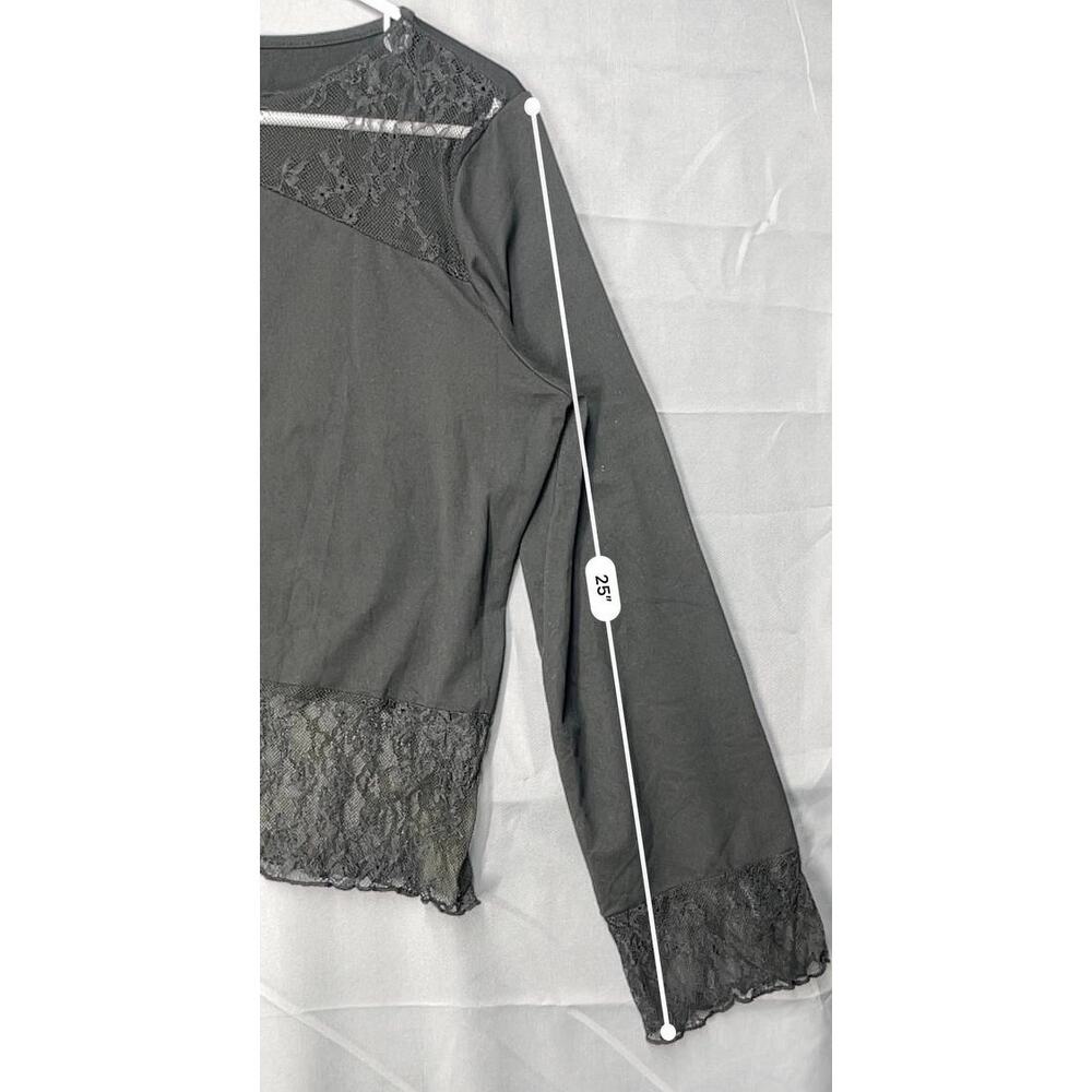 Women‎ Sheer Lace Sexy Long Sleeve Asymmetrical Hem  Mesh Top Gothic Sz S Grunge - Picture 6 of 9
